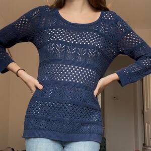 Vintage blue crochet sweater
